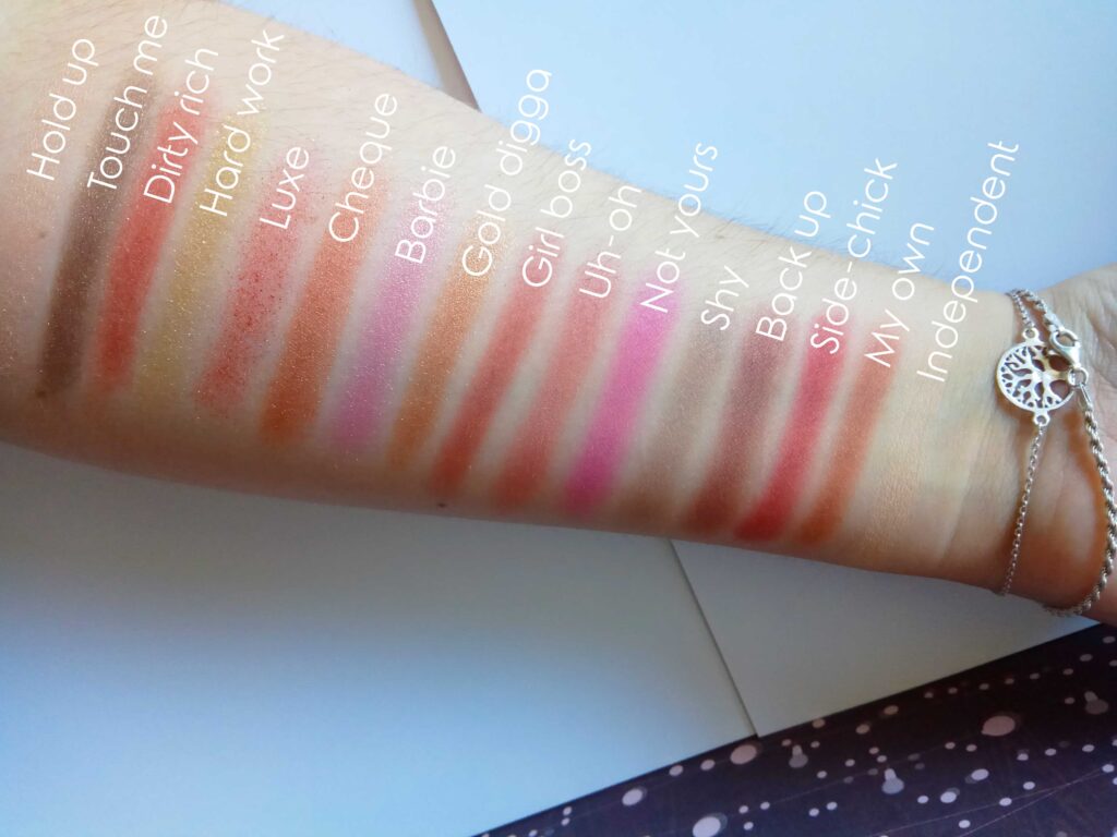 I Heart Revolution - Chocolate Rose Gold swatches