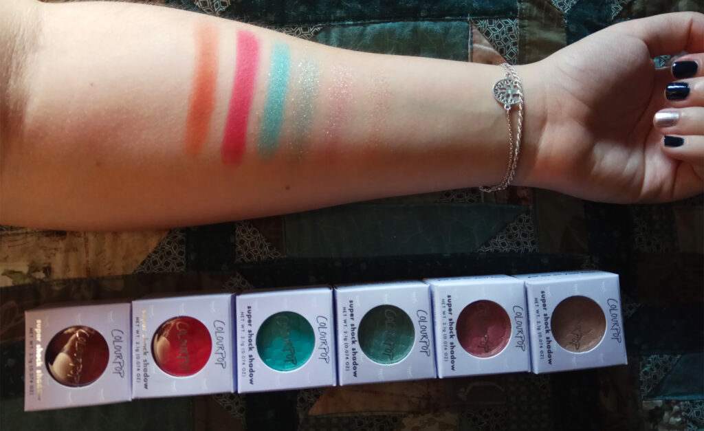 Colourpop super shock shadow swatches