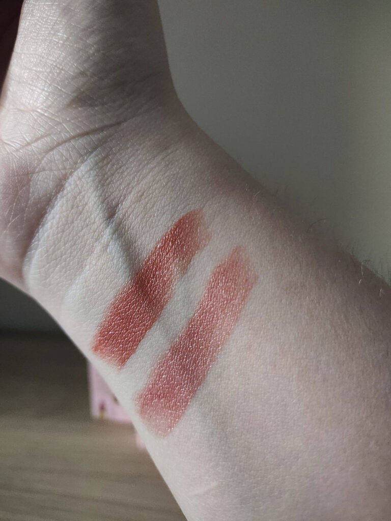 Sence - barras de labios Dream Gloss tonos Dusty Pink y Rusty Mauve swatches zoom